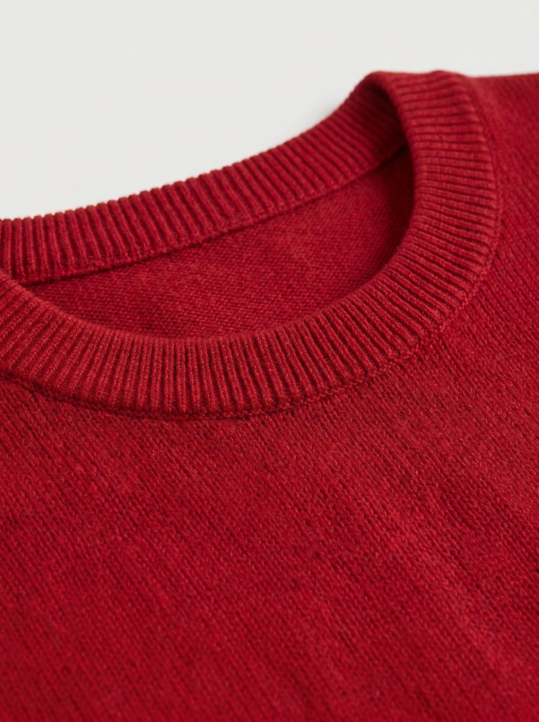 Classic Crew Neck Wool Sweater — Red