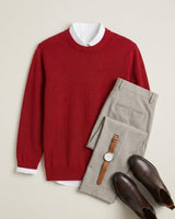 Classic Crew Neck Wool Sweater — Red