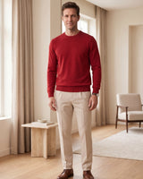 Classic Crew Neck Wool Sweater — Red