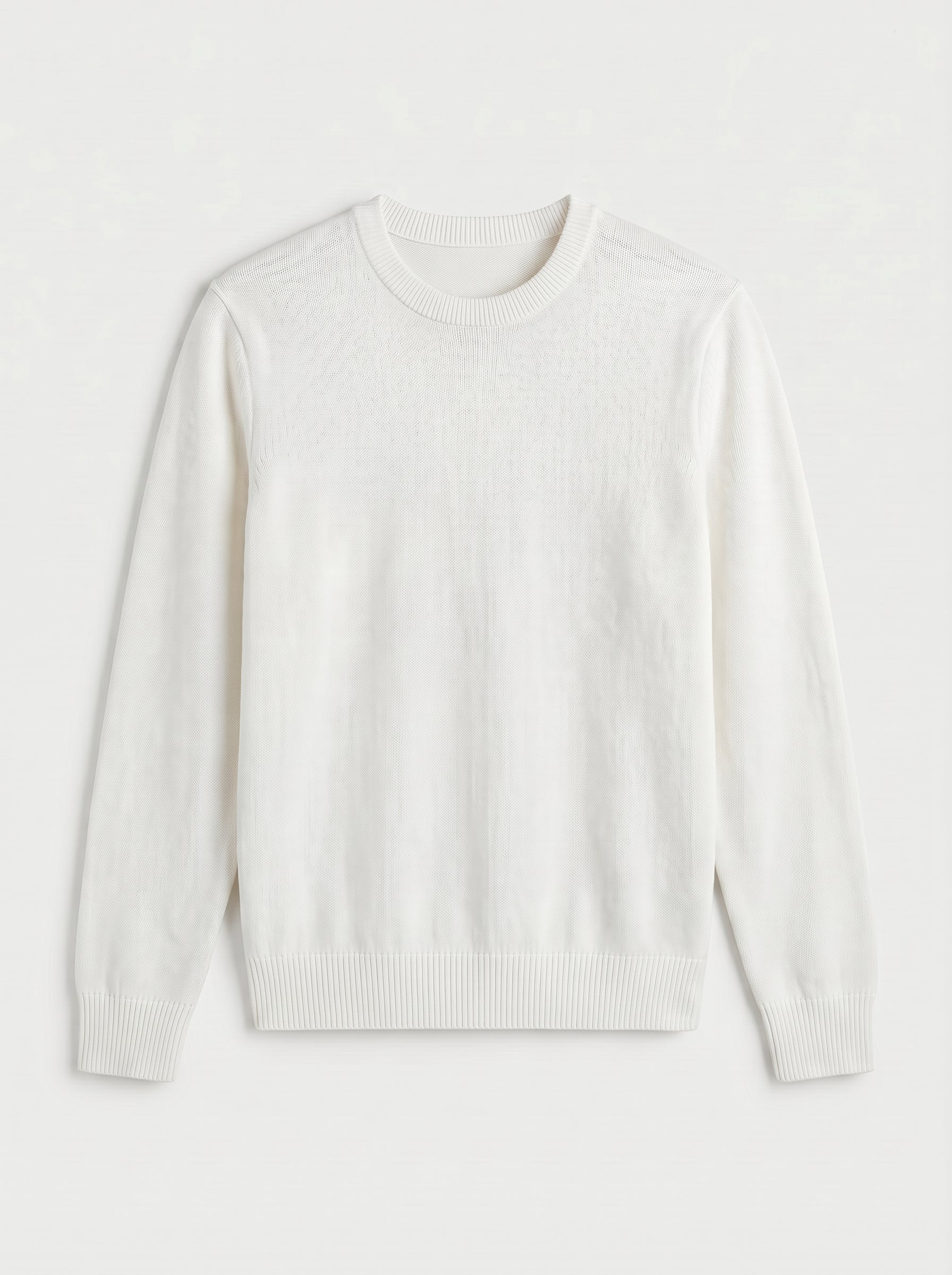 Classic Crew Neck Wool Sweater — White