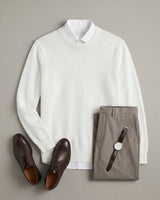 Classic Crew Neck Wool Sweater — White
