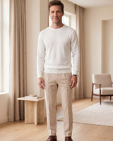Classic Crew Neck Wool Sweater — White