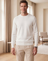 Classic Crew Neck Wool Sweater — White