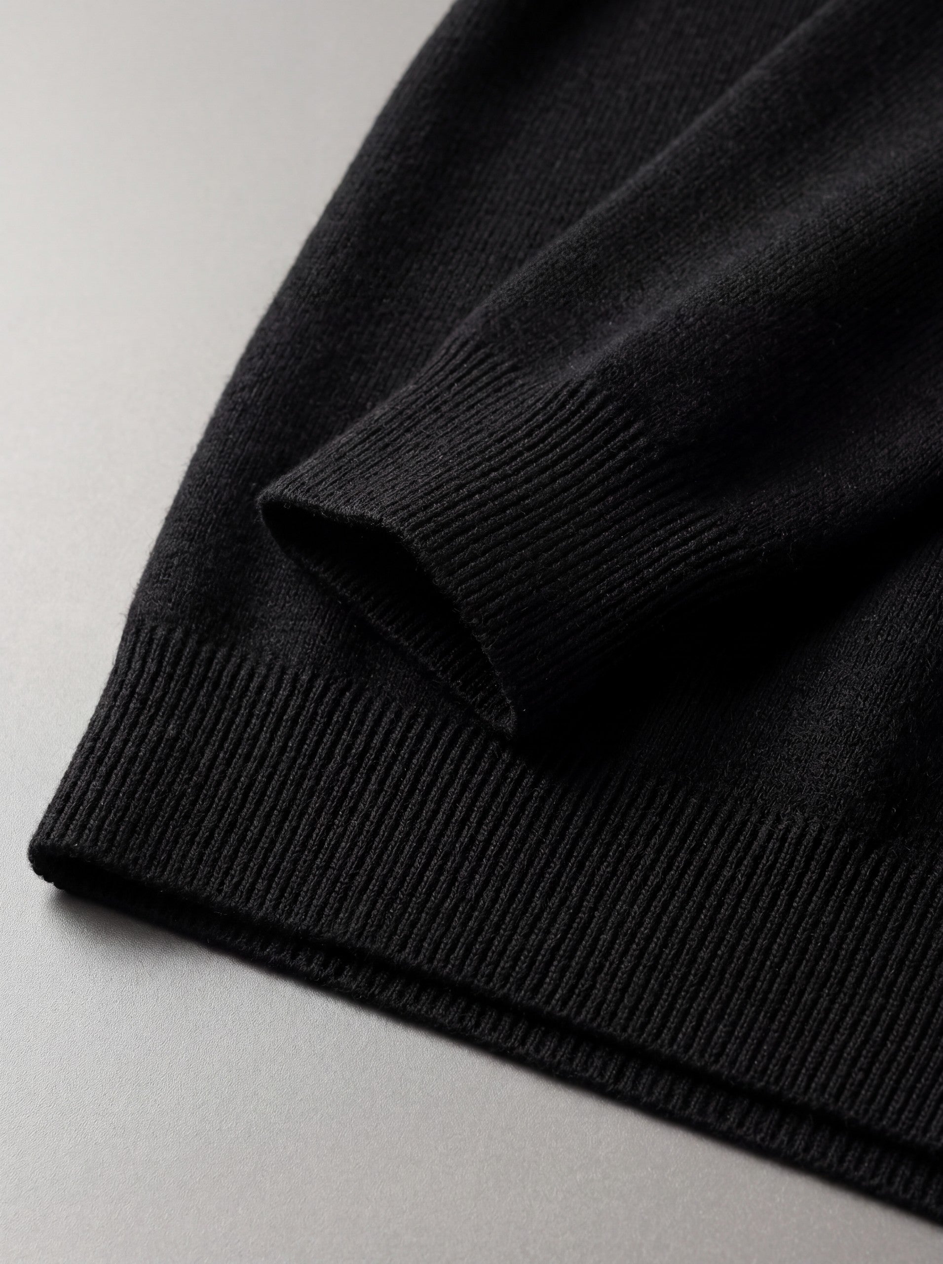 V-Neck Knit Wool Sweater — Black