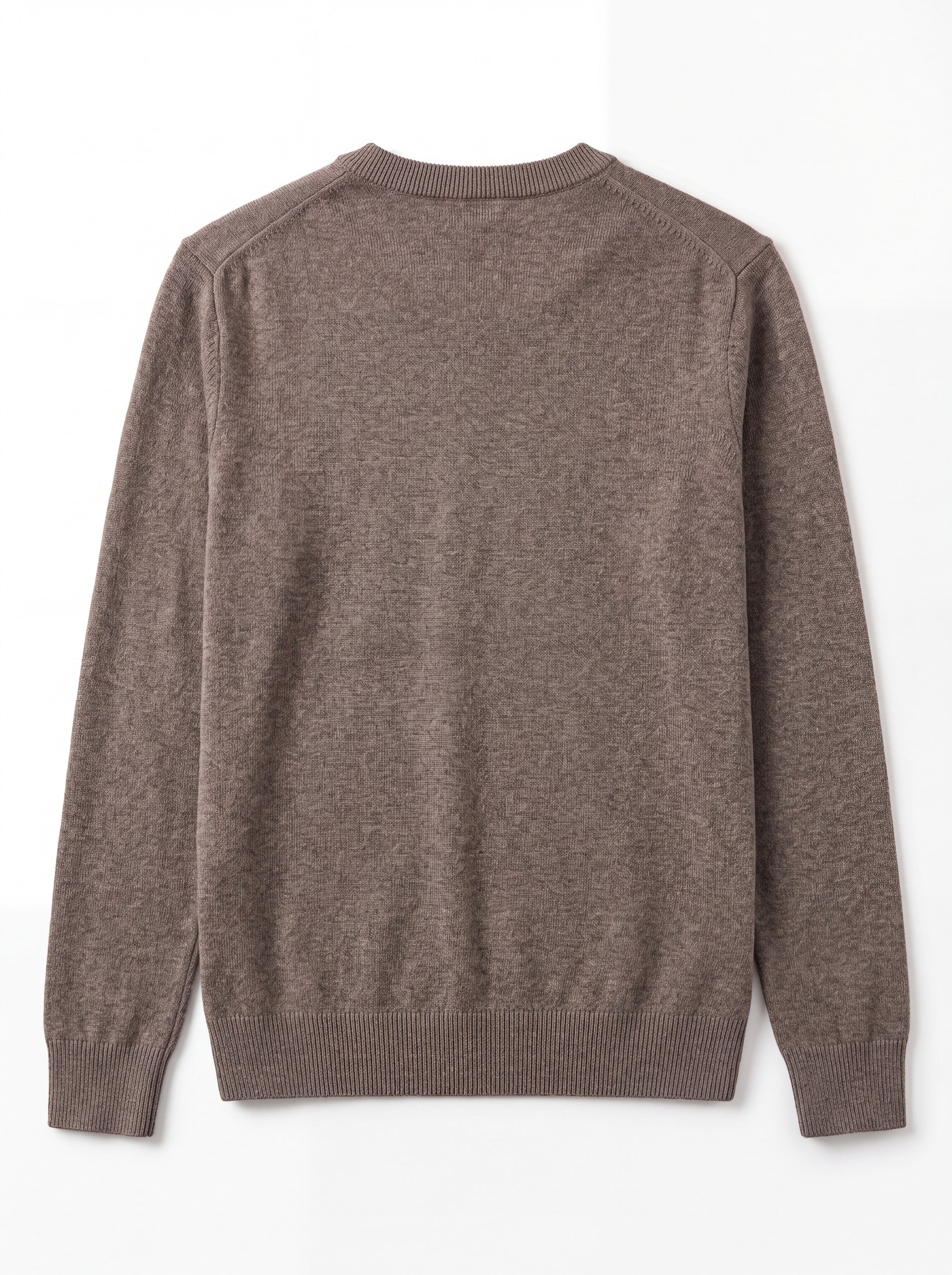 V-Neck Knit Wool Sweater — Brown