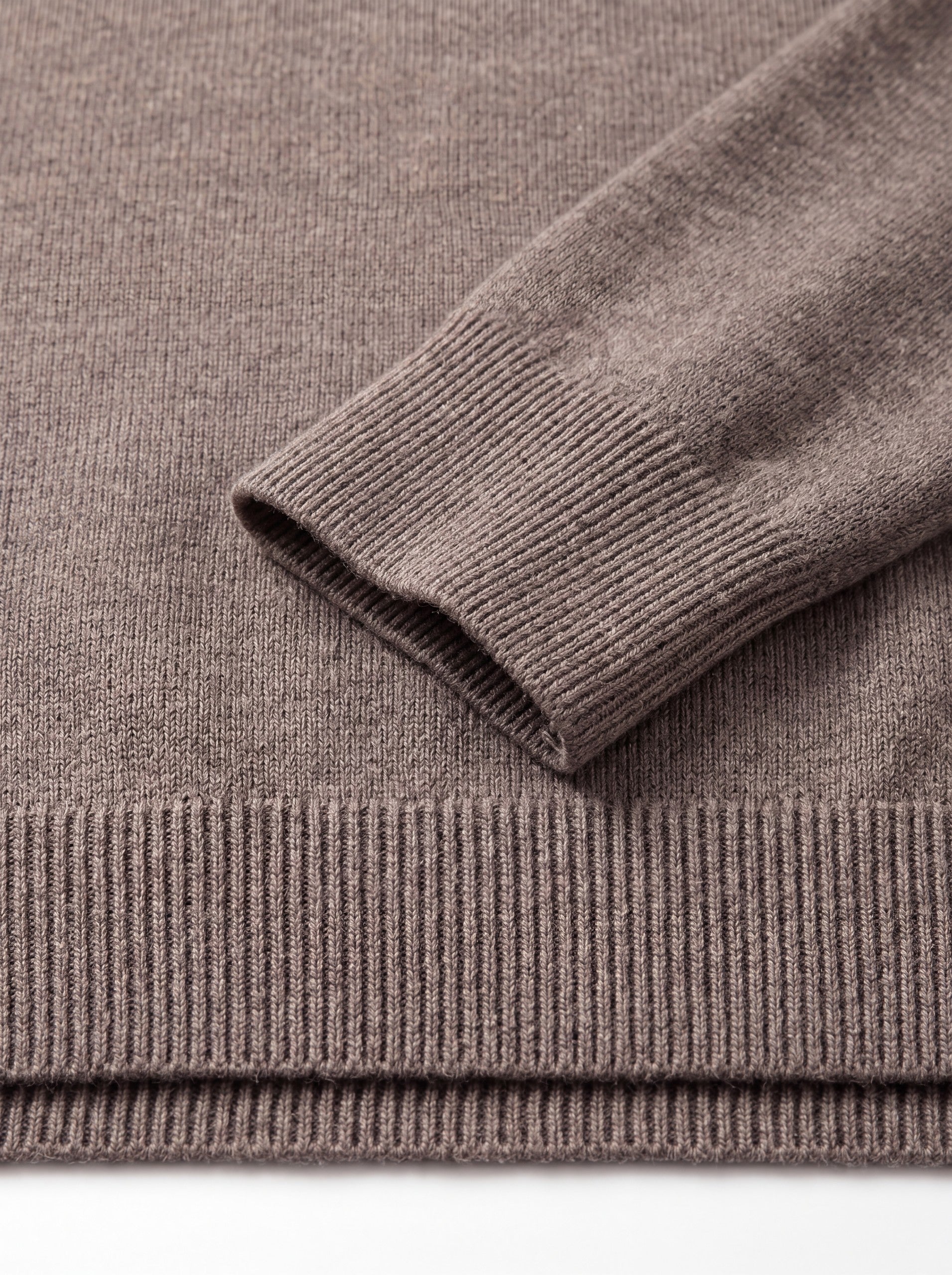 V-Neck Knit Wool Sweater — Brown