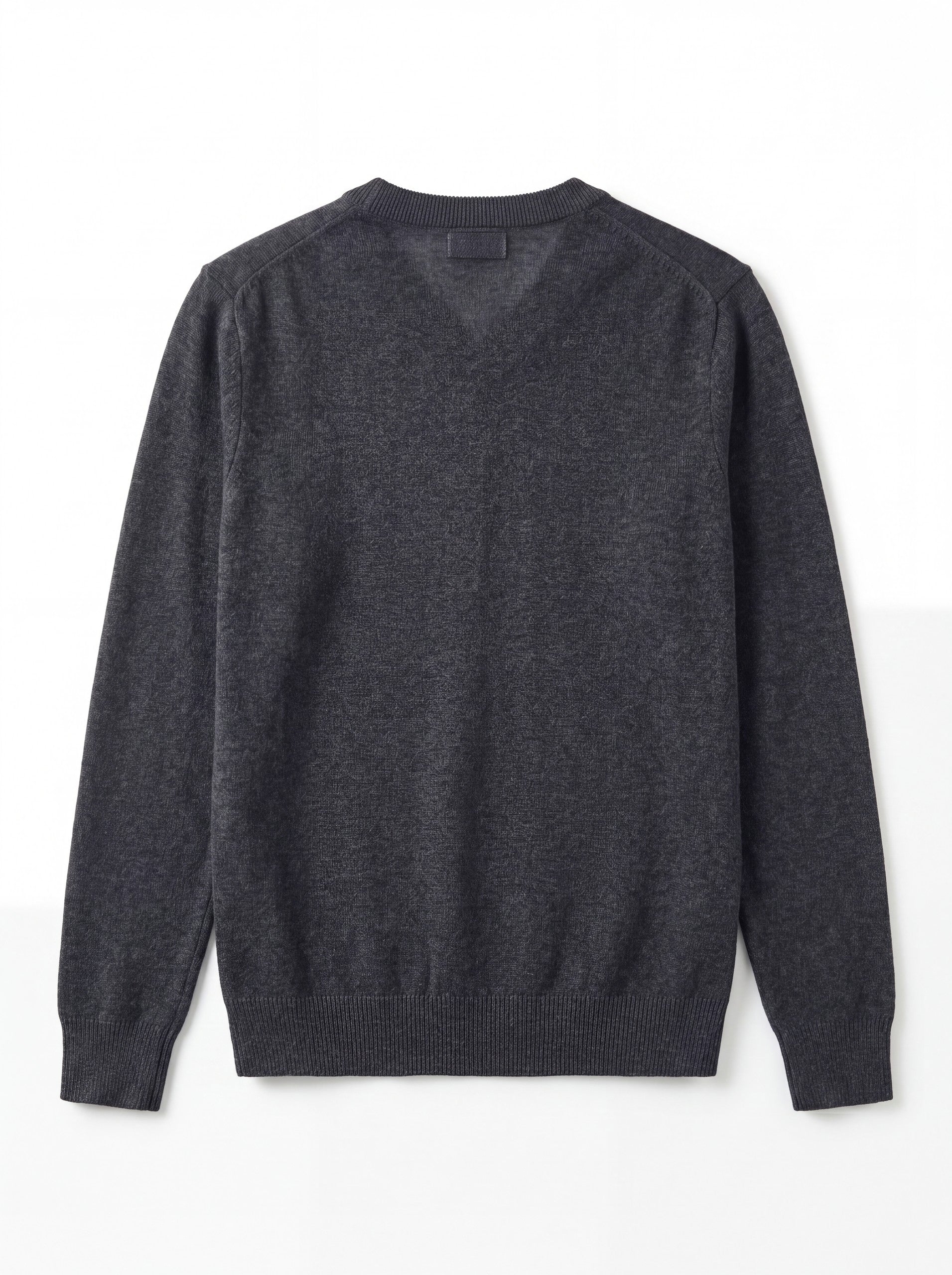 V-Neck Knit Wool Sweater — Dark grey