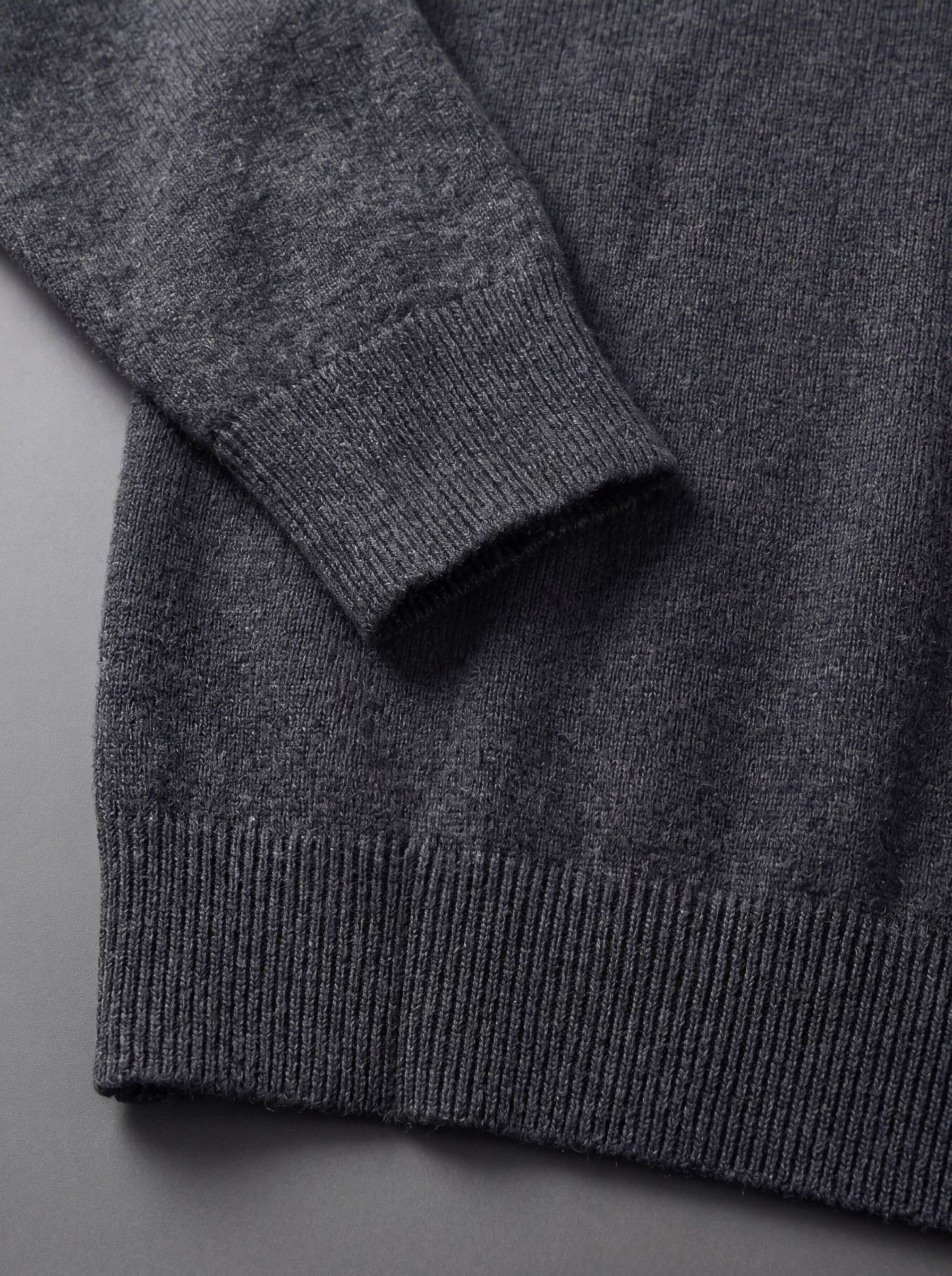 V-Neck Knit Wool Sweater — Dark grey