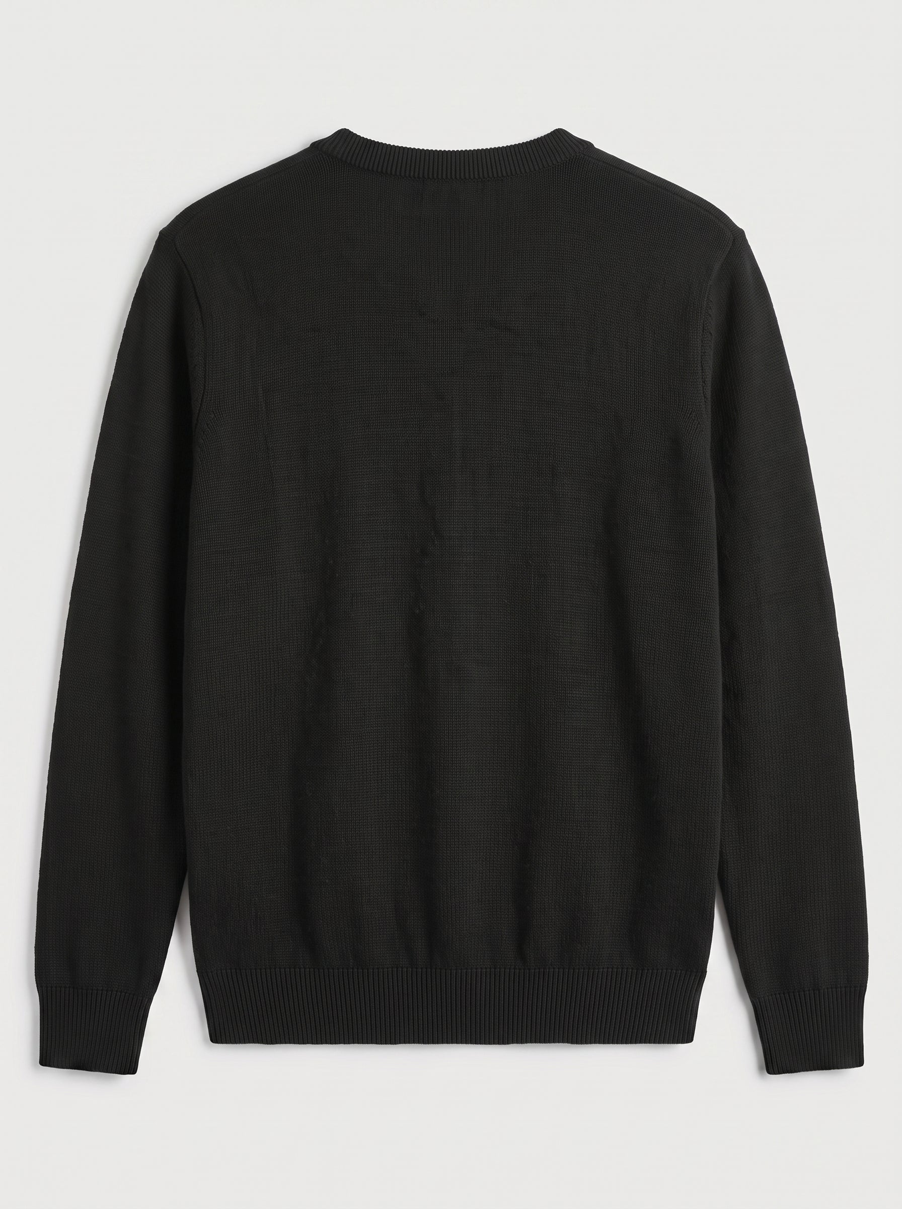 Fine Knit Wool V-Neck Sweater — Black