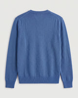 Fine Knit Wool V-Neck Sweater — Blue