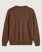 Fine Knit Wool V-Neck Sweater — Brown
