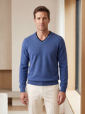 Fine Knit Wool V-Neck Sweater