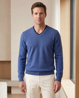 Fine Knit Wool V-Neck Sweater