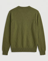 Fine Knit Wool V-Neck Sweater — Olive