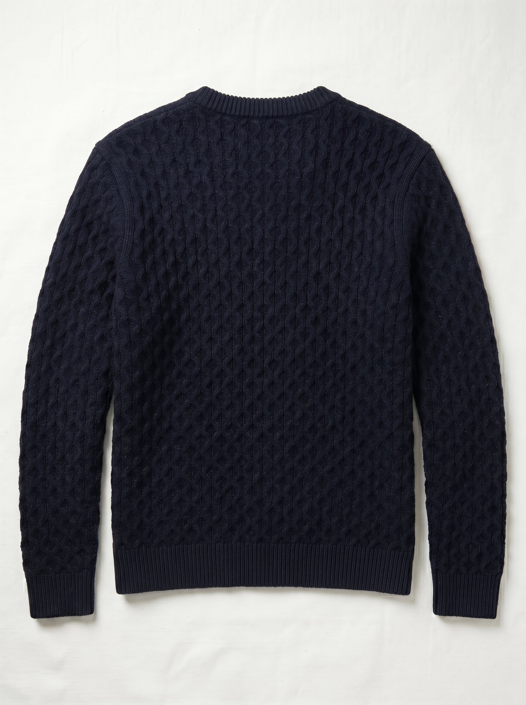 Men's Cable Knit Crew Neck Pullover — Navy — 02