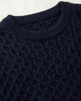 Men's Cable Knit Crew Neck Pullover — Navy — 03