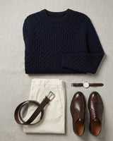 Men's Cable Knit Crew Neck Pullover — Navy — 04