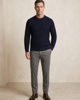 Men's Cable Knit Crew Neck Pullover — Navy — 06