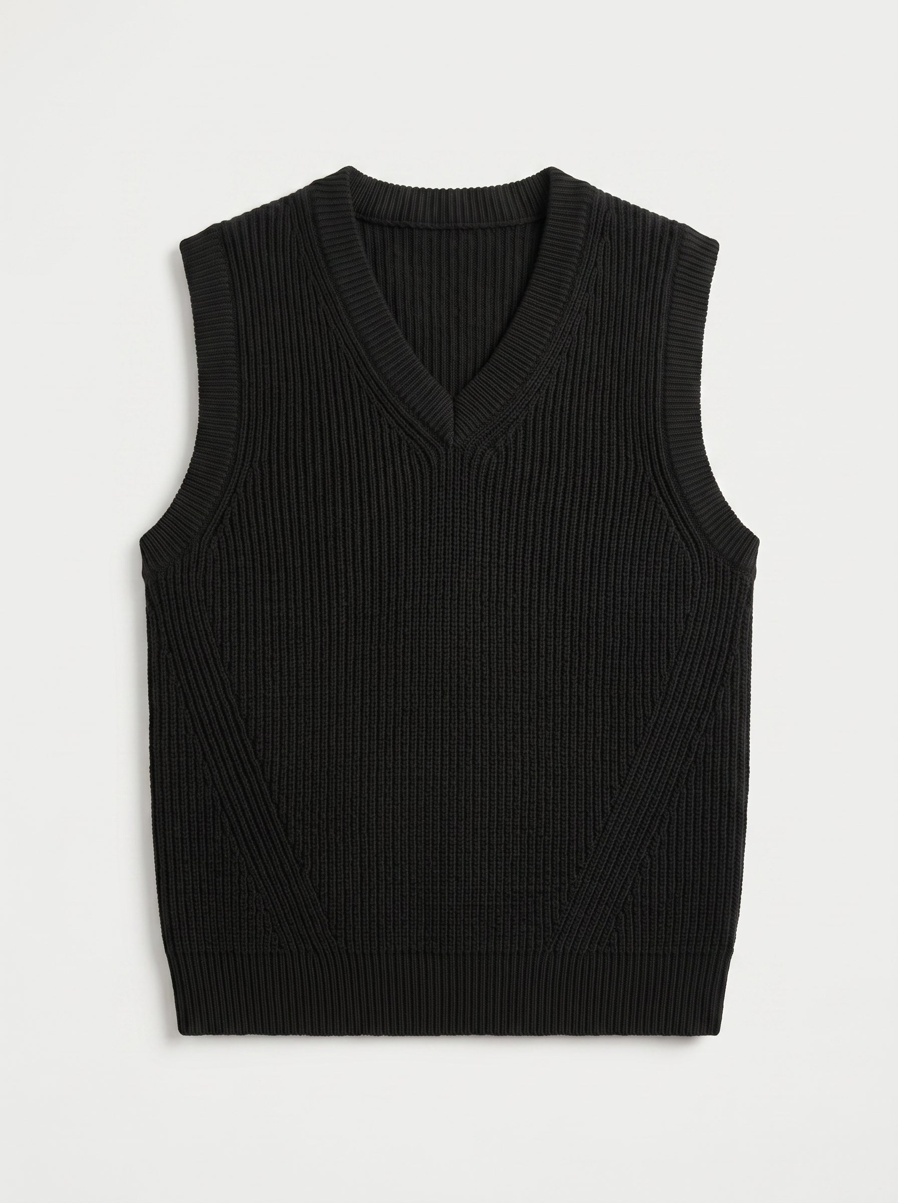 Sleeveless V-Neck Vest — Black
