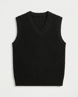 Sleeveless V-Neck Vest — Black
