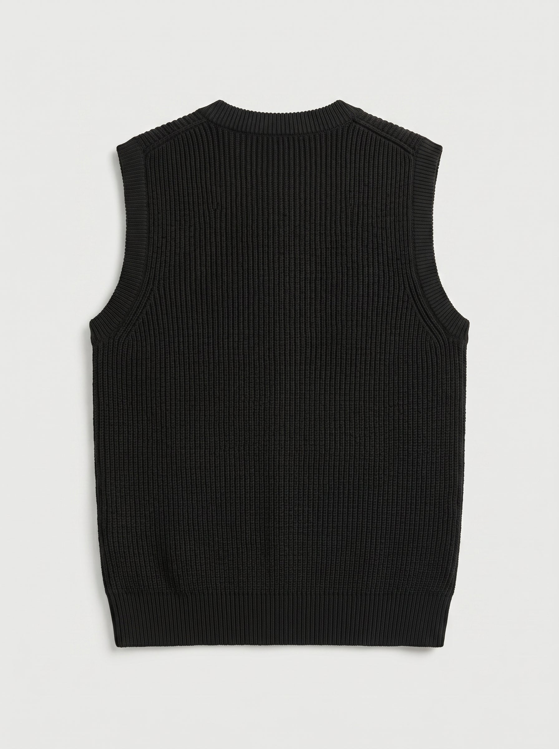 Sleeveless V-Neck Vest — Black