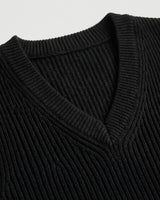 Sleeveless V-Neck Vest — Black