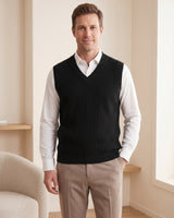 Sleeveless V-Neck Vest — Black
