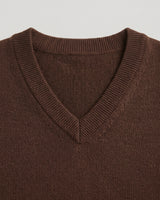 Sleeveless V-Neck Vest — Chocolate