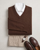 Sleeveless V-Neck Vest — Chocolate