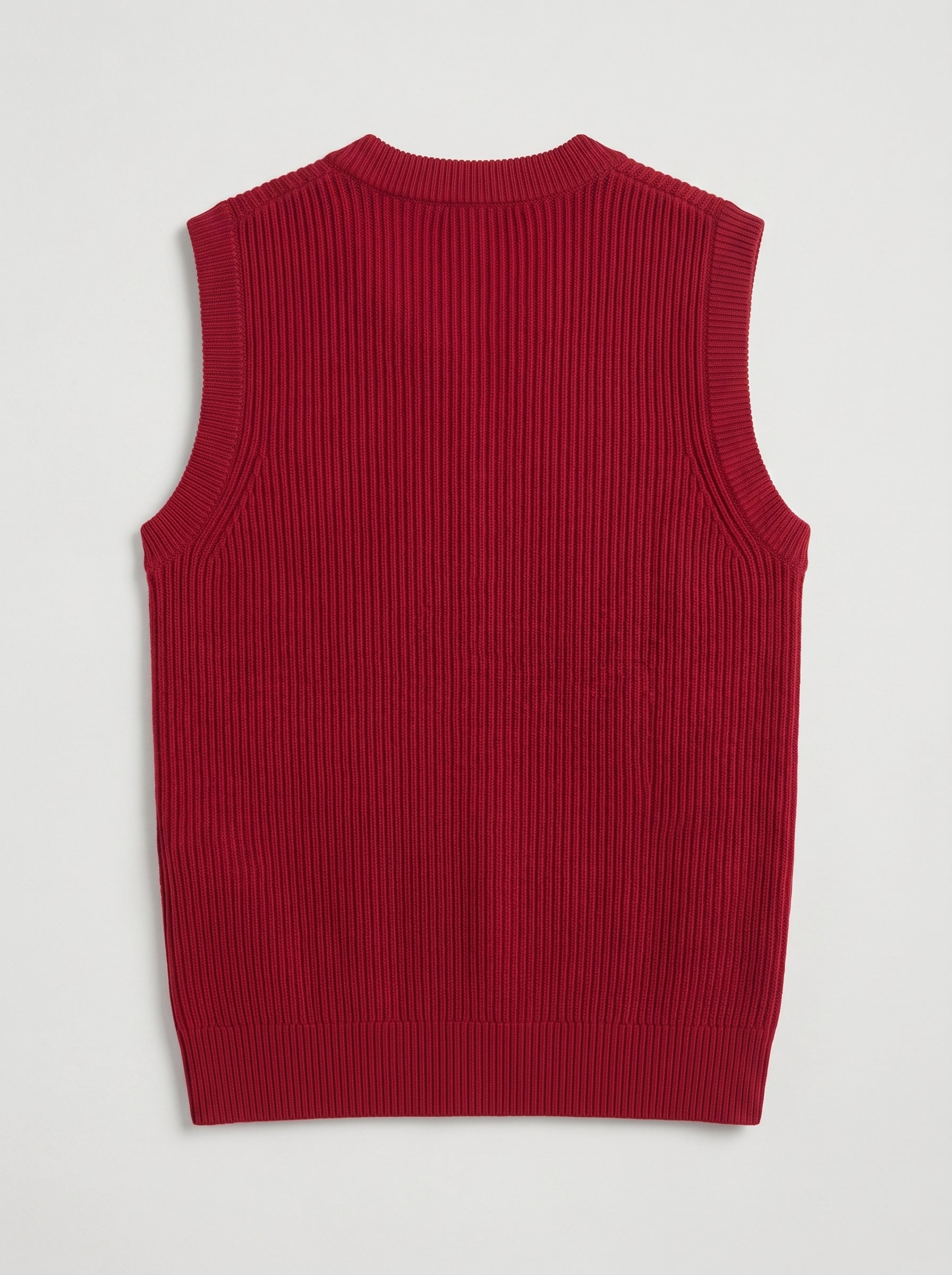 Sleeveless V-Neck Vest — Crimson
