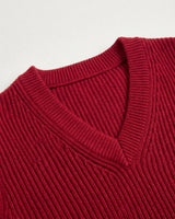 Sleeveless V-Neck Vest — Crimson