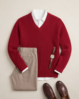 Sleeveless V-Neck Vest — Crimson
