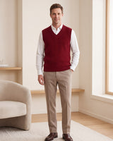 ZHILIFS men's sleeveless V-neck sweater vest in Crimson