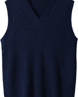 ZHILIFS men's sleeveless V-neck ribbed sweater vest in Dark blue