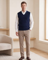 ZHILIFS men's sleeveless V-neck sweater vest in Dark blue