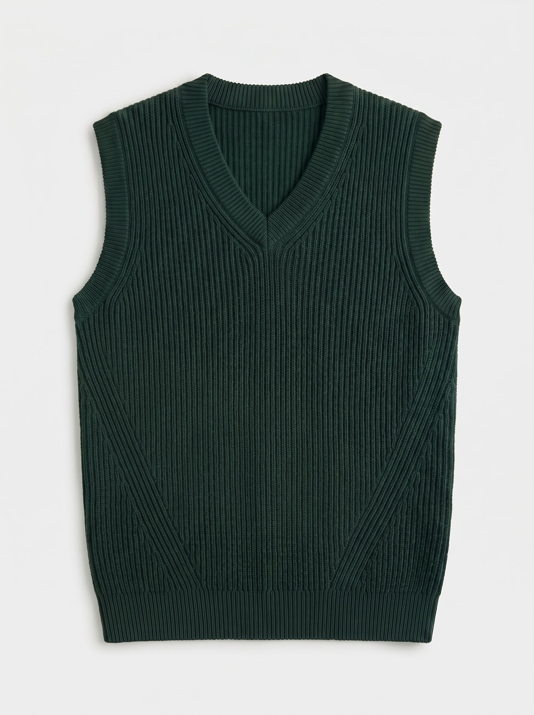 Sleeveless V-Neck Vest — Dark green