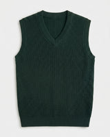 Sleeveless V-Neck Vest — Dark green