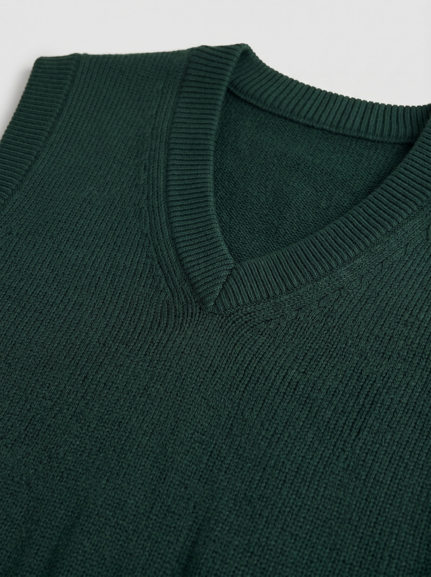 Sleeveless V-Neck Vest — Dark green