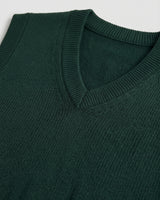 Sleeveless V-Neck Vest — Dark green