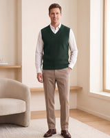 Sleeveless V-Neck Vest — Dark green