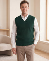 Sleeveless V-Neck Vest — Dark green