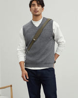 ZHILIFS men's sleeveless V-neck ribbed sweater vest in Grey