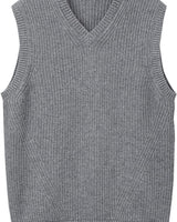 ZHILIFS men's sleeveless V-neck ribbed sweater vest in Grey