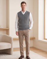 ZHILIFS men's sleeveless V-neck sweater vest in Grey