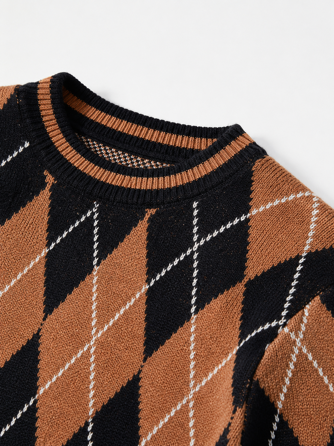 Checkered Crew Neck Sweater — Multicolor