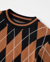 Checkered Crew Neck Sweater — Multicolor