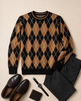 Checkered Crew Neck Sweater — Multicolor