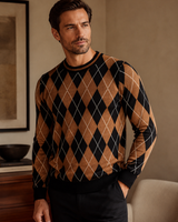 Checkered Crew Neck Sweater — Multicolor