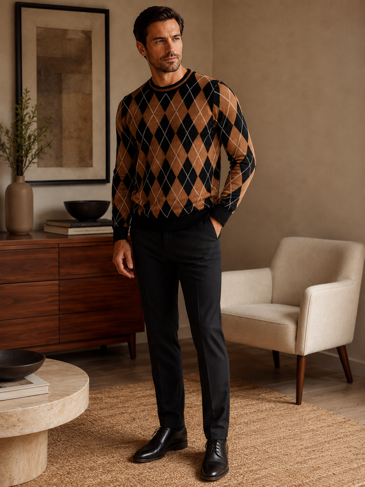 Checkered Crew Neck Sweater alternate view