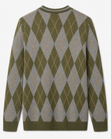 Checkered Crew Neck Sweater — Olive